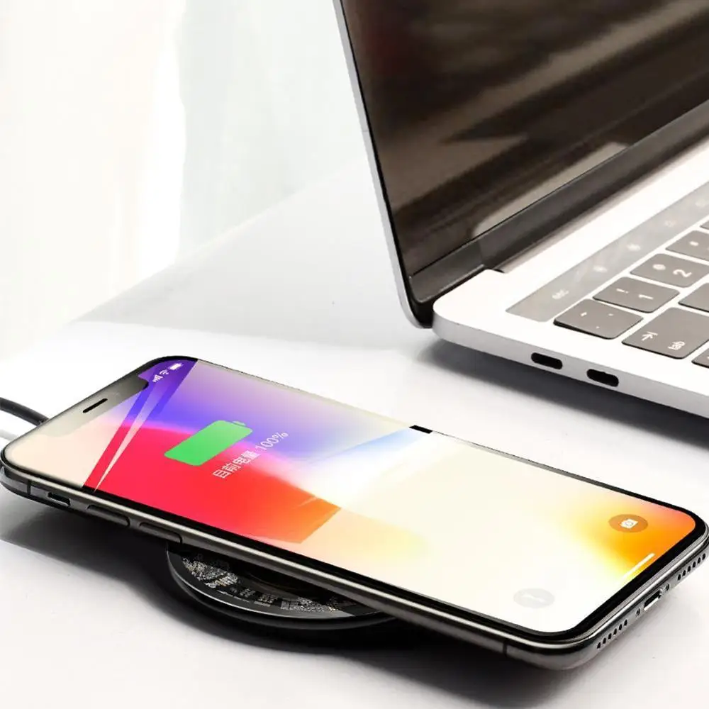 Беспроводное зарядное устройство 10 Вт сверхтонкое для IOS Android Qi Iphone X XS XR |