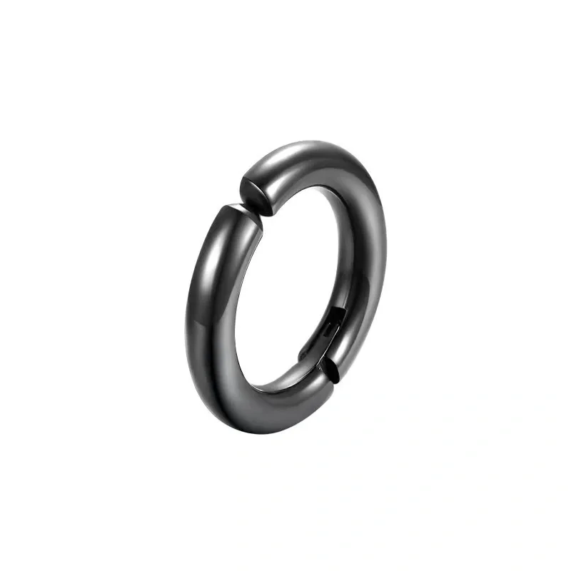 

10 Pairs Wholesale Non Hole Circle Steel Earrrings for Men Women Ear Jewelry Silver Black Color Fashion