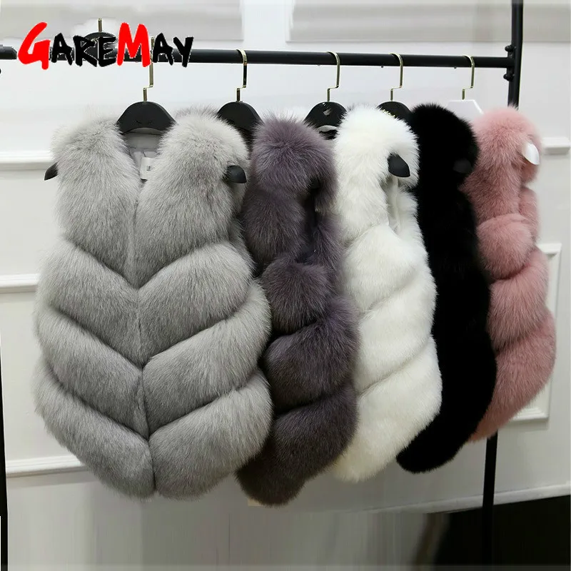 Жилет без рукавов из искусственного меха зимние толстые пальто для женщин 2020