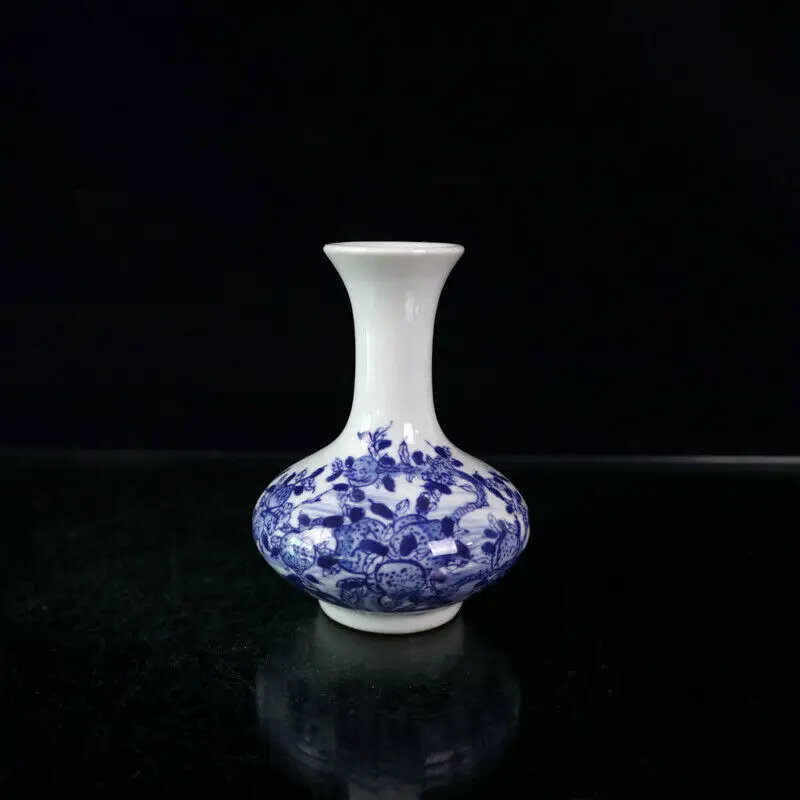

Античная китайская династия Song редкая синяя и белая долговечность персиковый узор бутылка украшение для стола коллекция домашнего декора ...