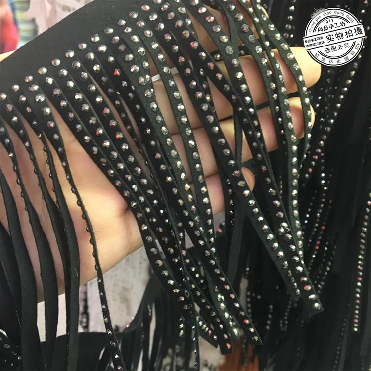 Черный бархатный кожаный с кисточками ручной работы фланелевая заклепка