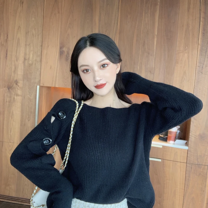 Свободный свитер в повседневном стиле женские пуловеры сезон осень-зима вязаные
