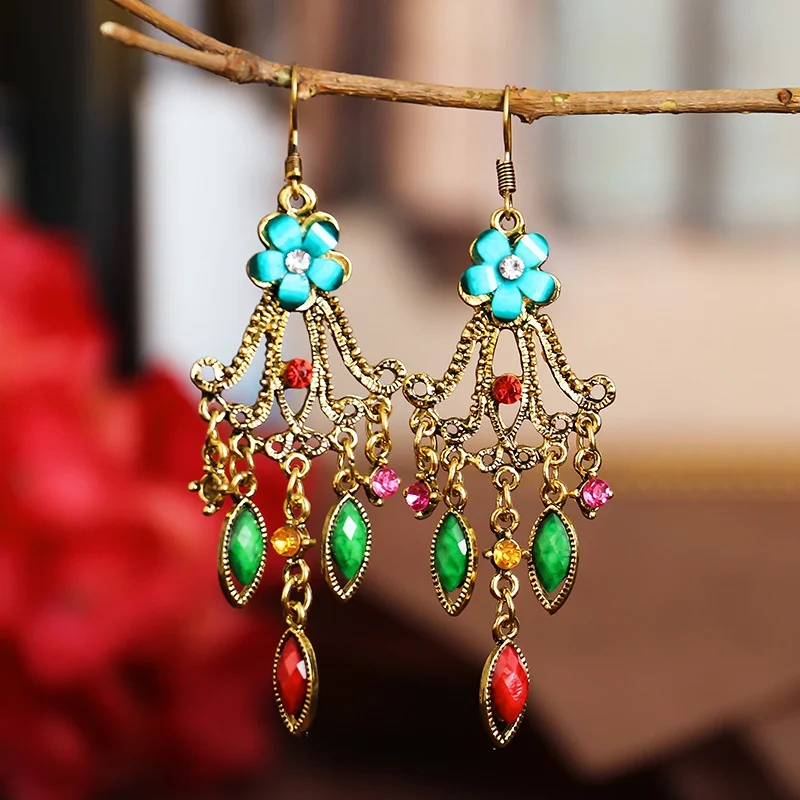 

Fashion Palace Style Retro Small Flower Earrings Female Ethnic Style Earrings Antique Earrings Hanfu Earrings Accessories