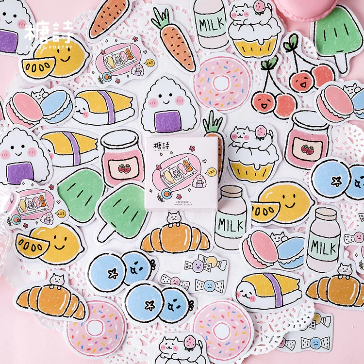 

45pcs/lot Diy Diary Sticker Lovely Donut Fruits Handbook Decoration Cute Sticker Label Scrapbooking Stickers