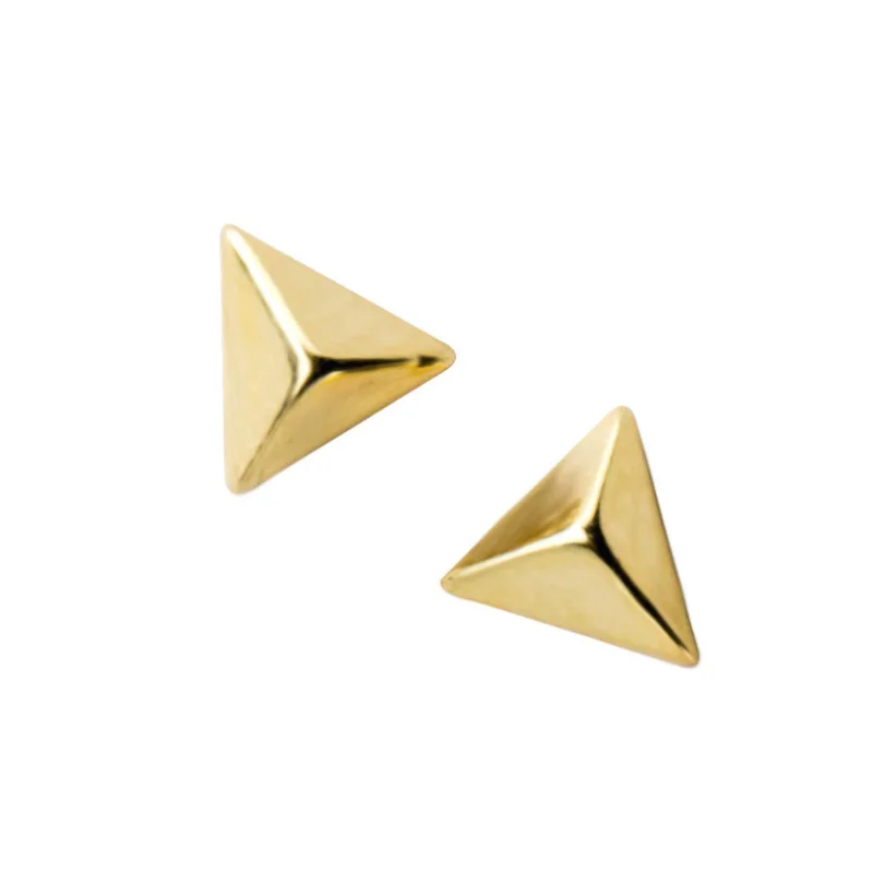 1Pair Gold Trusta, 1 пара, 925 пробы, серебряные ювелирные изделия, маленькие серьги-гвоздики, золото/серебро, треугольные серьги, классный подарок для девушек-подростков DS1332 - Окраска металла: 1Pair Gold