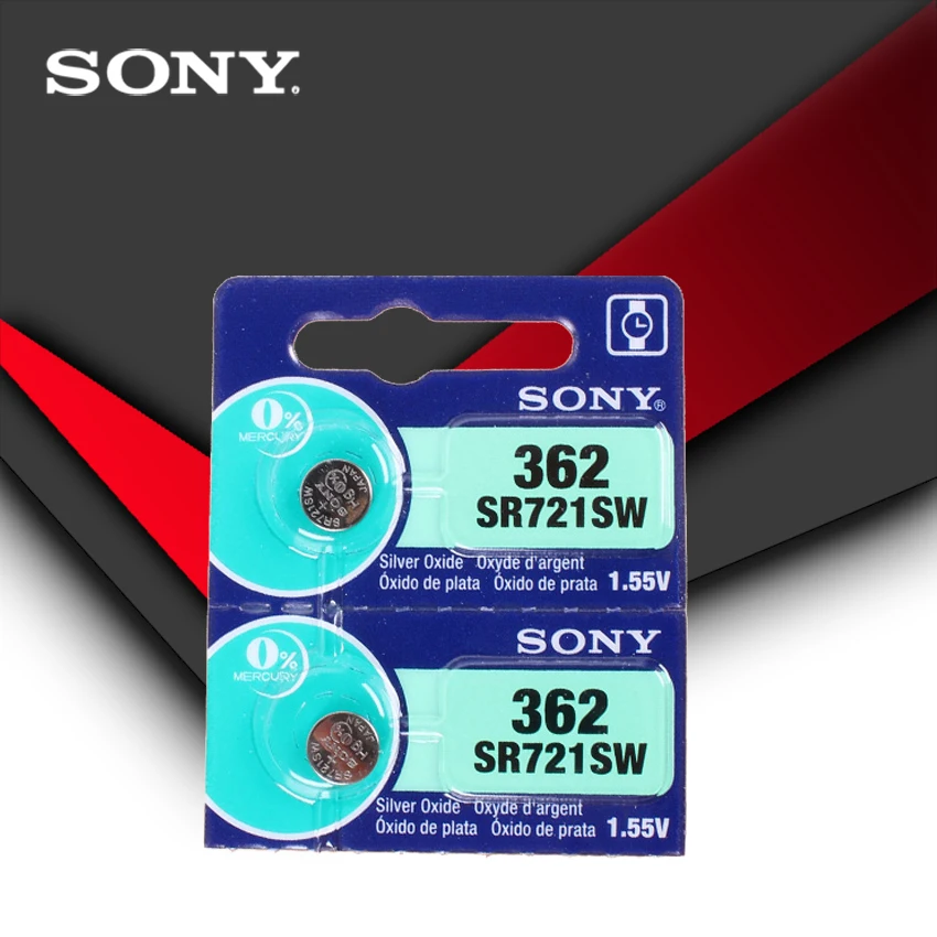

2pc Sony 100% Original 362 SR721SW V362 GP62 AG1 1.55V Silver Oxide Watch Battery SR721SW 362 Button Coin Cell MADE IN JAPAN