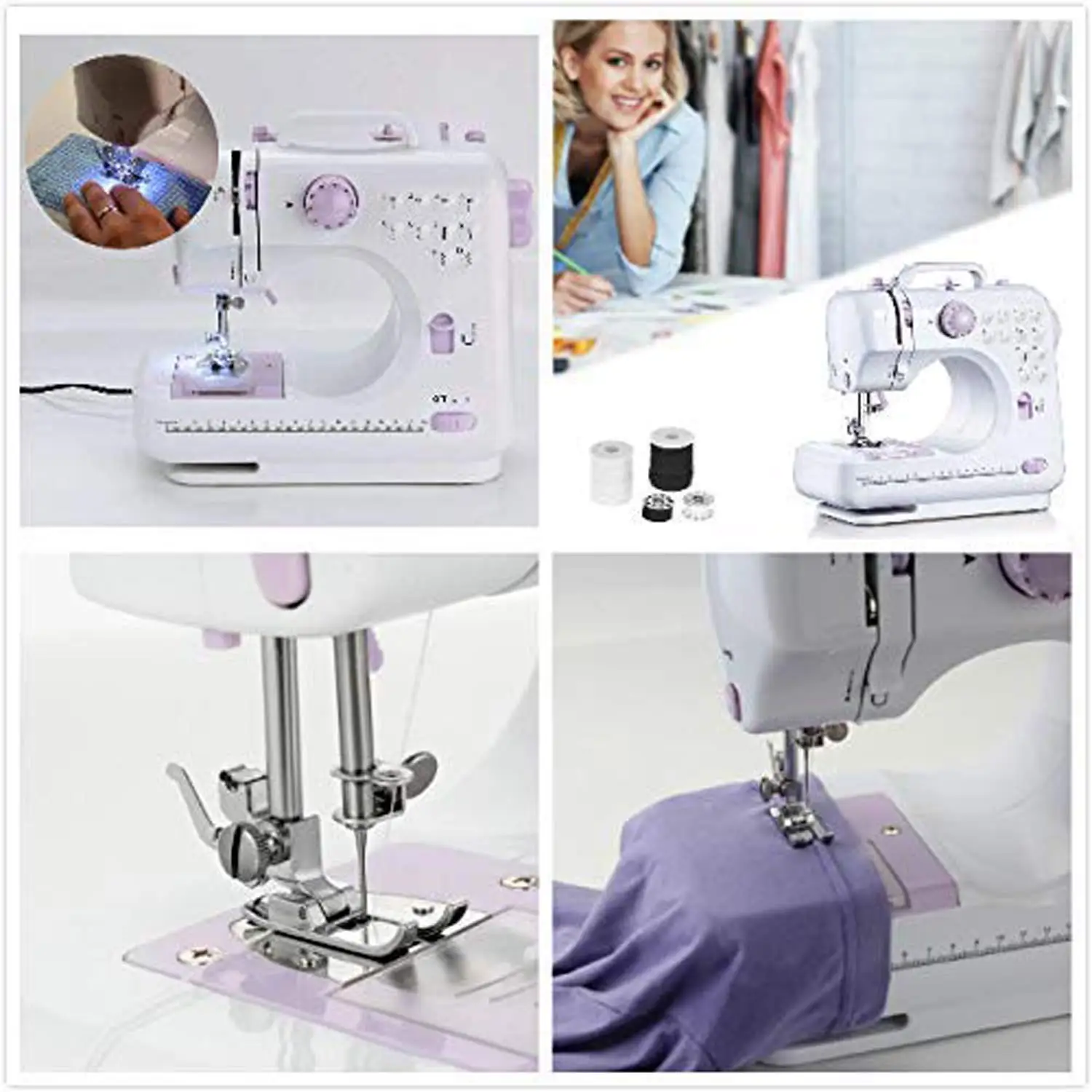 Мини 12v стежки швейная машина бытовая многофункциональная двойная нитка и