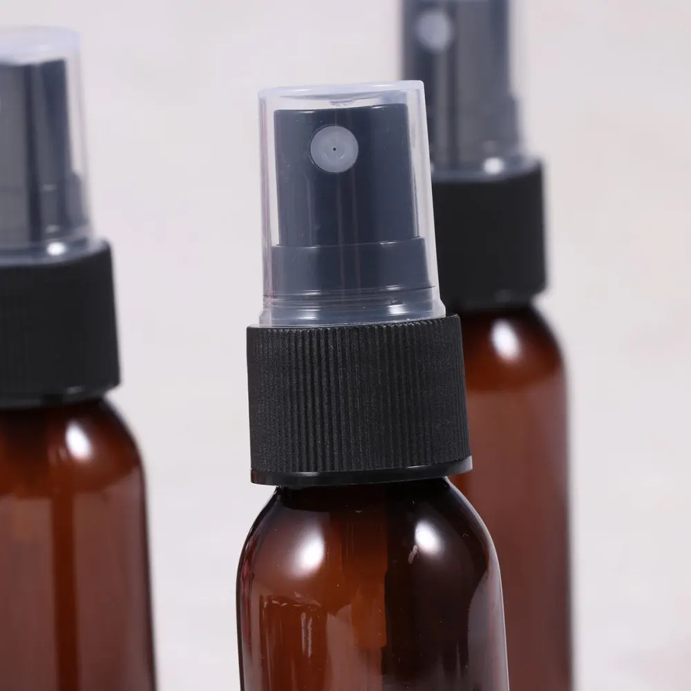 

20pcs Mini Small Empty Spray Bottle For Make And Skin Care Refillable Travel Use (Brown with Black Sprayer)