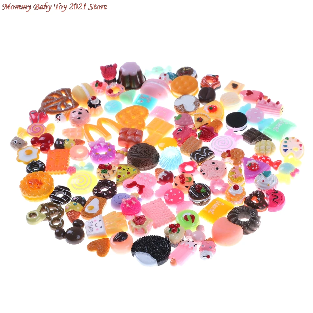 

10pcs/lot Kawaii Mixed Food Set Mini Food Cakes Donuts Biscuit Dollhouse Miniature Kitchen Decoration for Children Kid Random