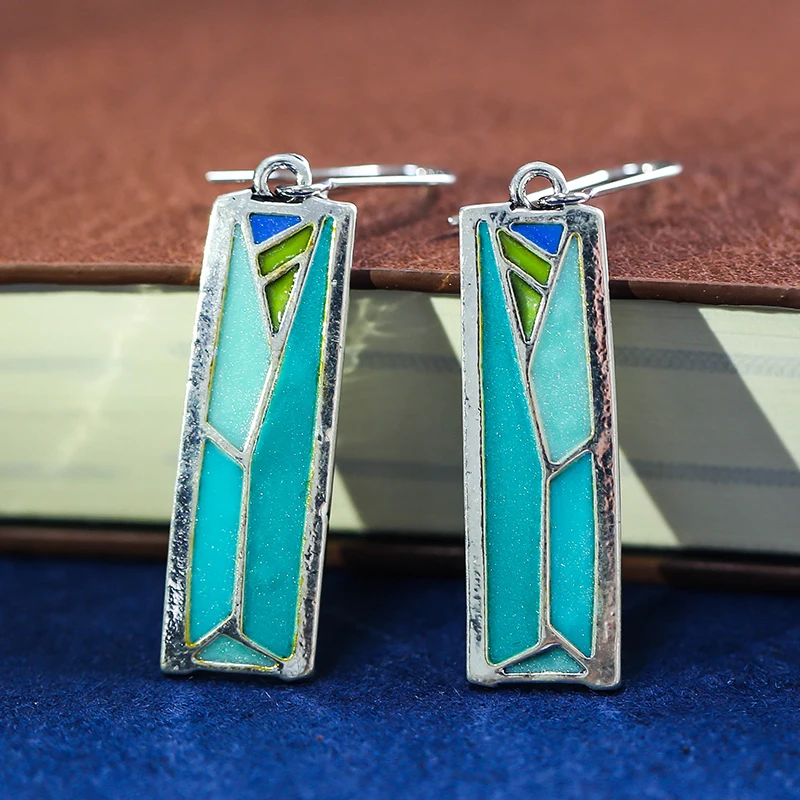 

Classic Retro Green Color Long Dangle Earrings Fashion Women Wedding Party Drop Jewelry for Female Best Gift