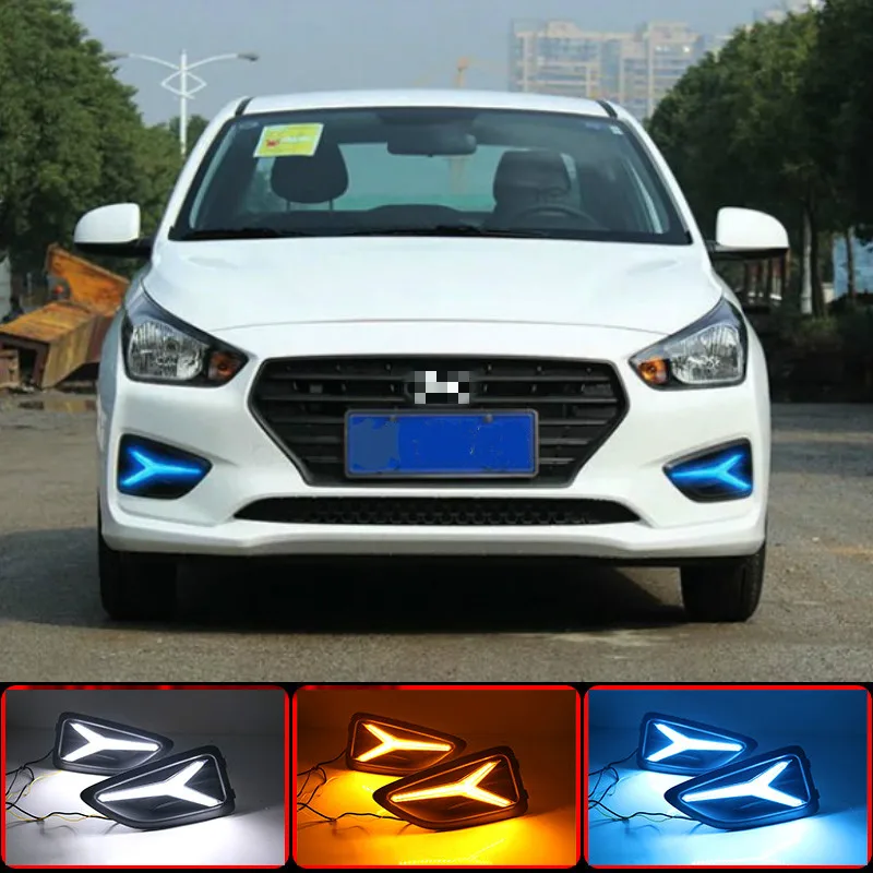 

Для Hyundai Accent Solaris Verna 2017-2020 светодиодный дневный ходовой светильник DRL противотуманная фара 12В Автомобильный ходовой светильник s