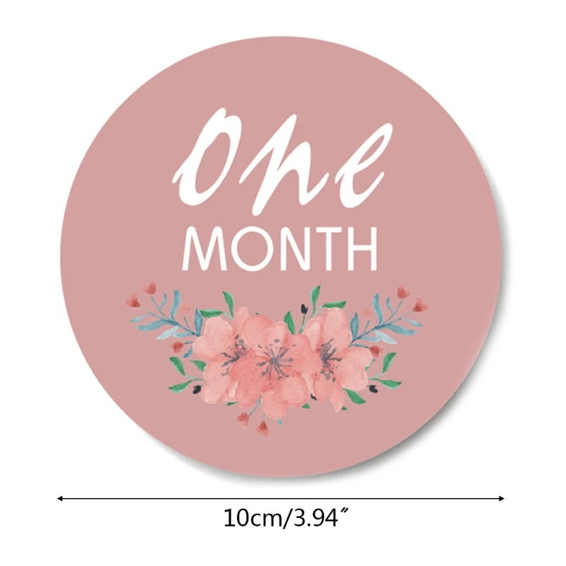 

12 Pcs Baby Pregnant Monthly Stickers Floral Pattern Recording Milestone Sticker B36E