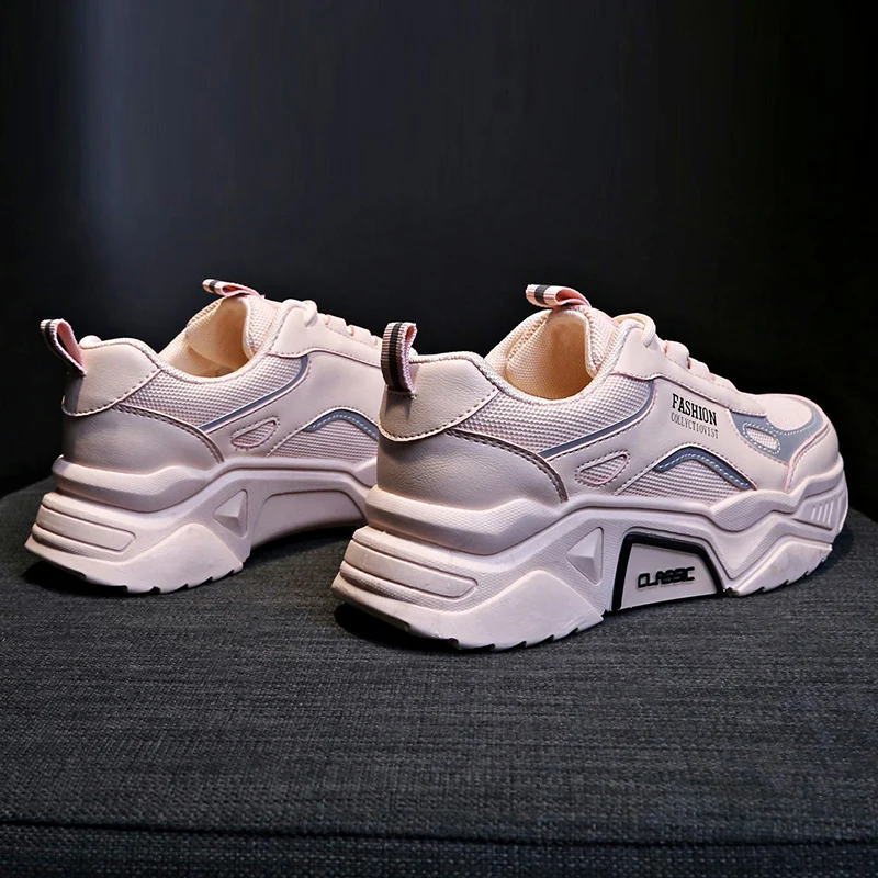 Кроссовки женские сетчатые на шнуровке Вулканизированная подошва дышащие