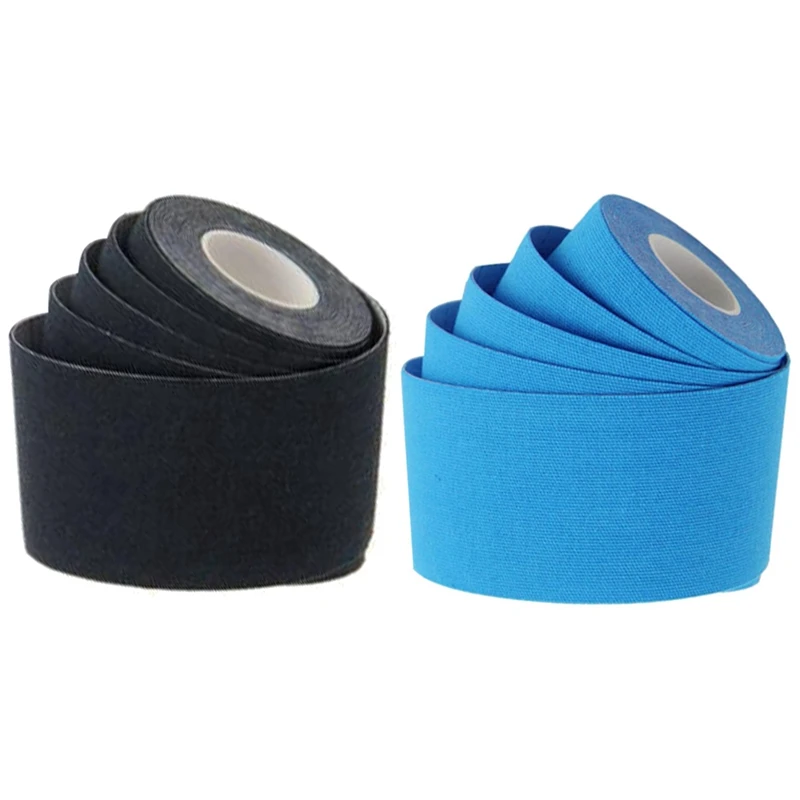 

2 Pcs Kinesiology Tape-Sports Injury Tape for Knee,Joint,Muscle Support-Adhesive Kinetic Tape Tape, Black & Sky Blue