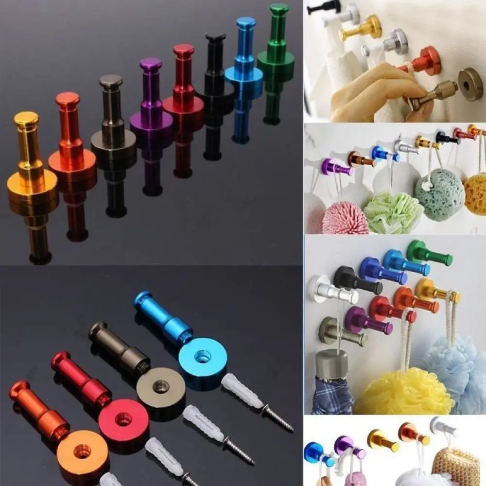 

Round Space Aluminum Coat Hooks Door Wall Mounted Bathroom Hanging Hanger Multifuction Hooks for Clothes Towel Robe Hat Accessor