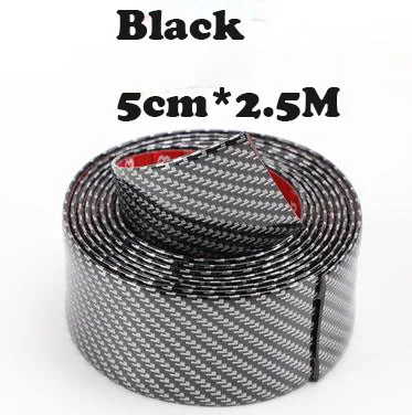Black 5cm X 2.5M Углеродное волокно резиновый порог 5D Защитная Автомобильная Наклейка для Toyota Corolla аксессуары e120 аксессуары для салона автомобиля - Название цвета: Black 5cm X 2.5M