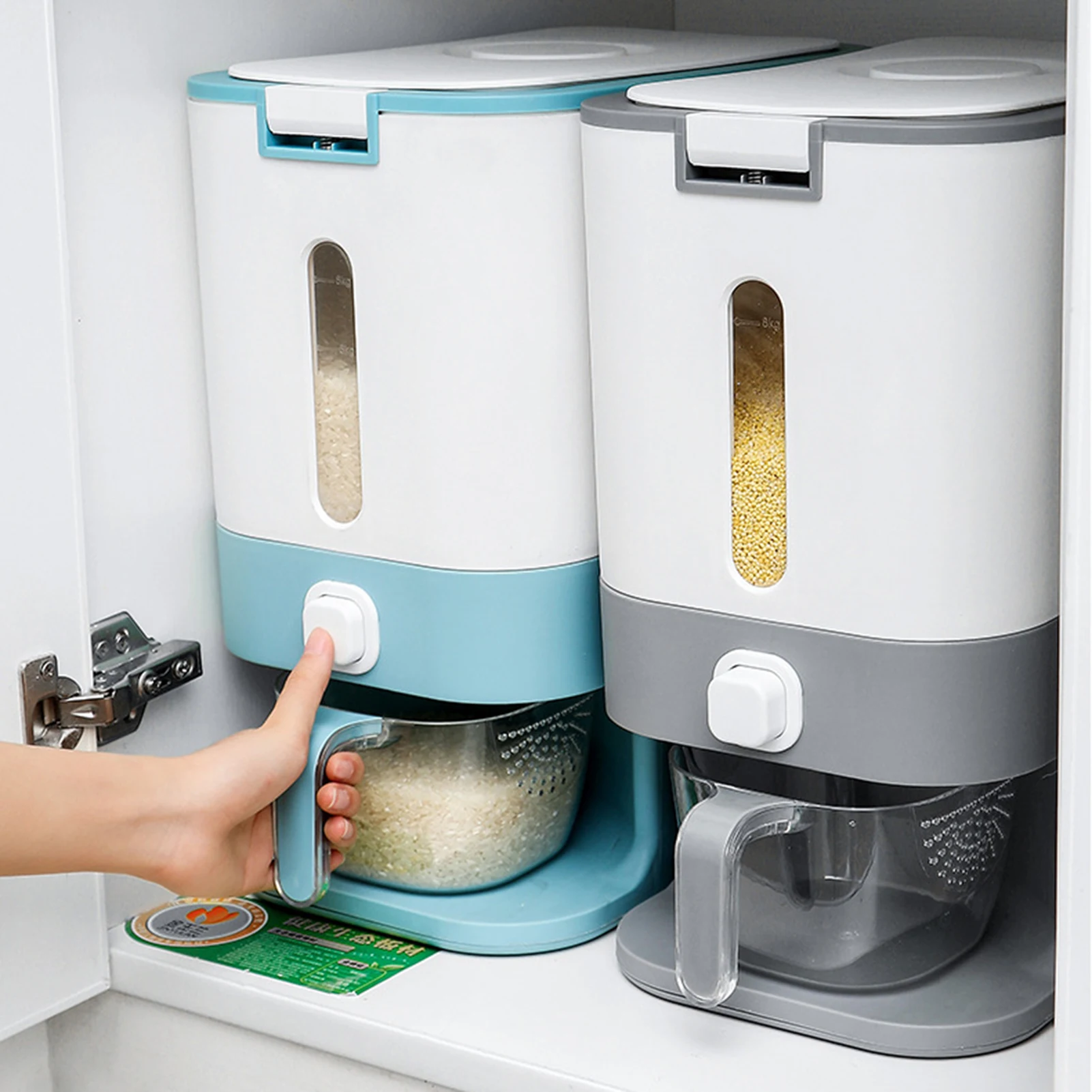 

Japanese-Style Graduated Plastic Sealed Rice Bucket Storage Box Grain Dispenser Box Food Container Kitchen Moisture-Proof Barrel