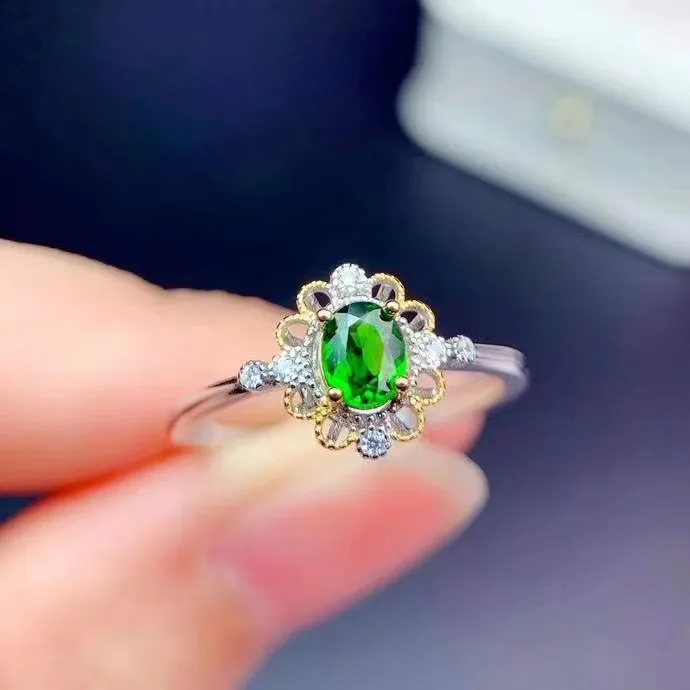 

New Fashion Natural And Real Diopside ring 925 sterling silver Fine jewelry For men or women