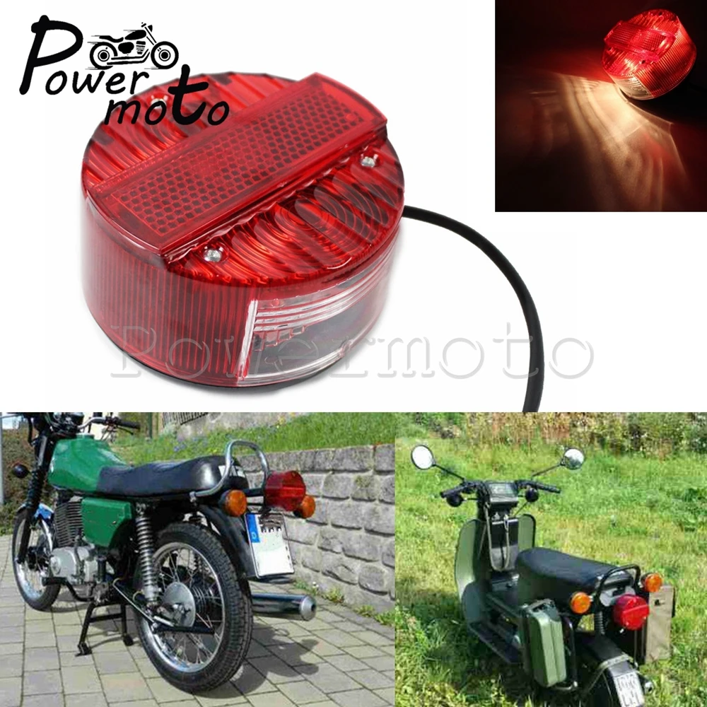 Motorcycle Taillight Red Bulb Tail Light Brake Stop Lamp License Plate Light for MZ ETZ 150-301 Simson SR50 S51 SUZUKI TS125-250