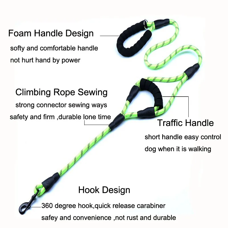 Светоотражающий Поводок для собак двухсторонний 6 футов светоотражающая веревка