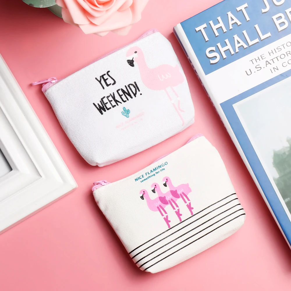 Кошелек с изображением фламинго дневник милый холст кошельки для монет на молнии