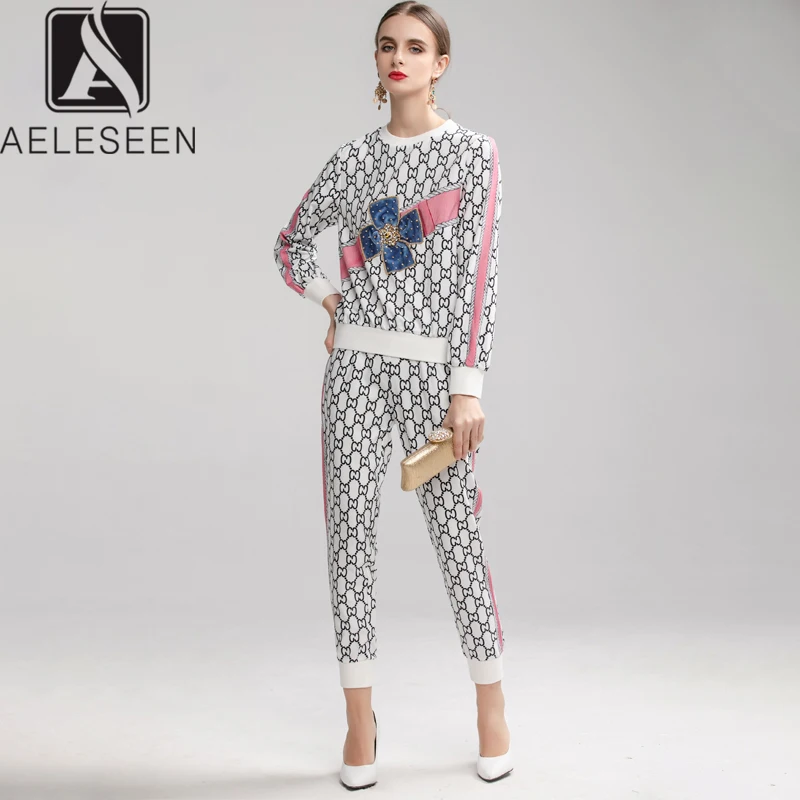 AELESEEN новая мода 2020 весенний повседневный комплект-двойка женский роскошный
