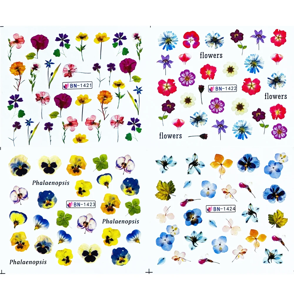 12 типов цветочных наклеек для ногтей наклейка дизайн в виде листьев водная