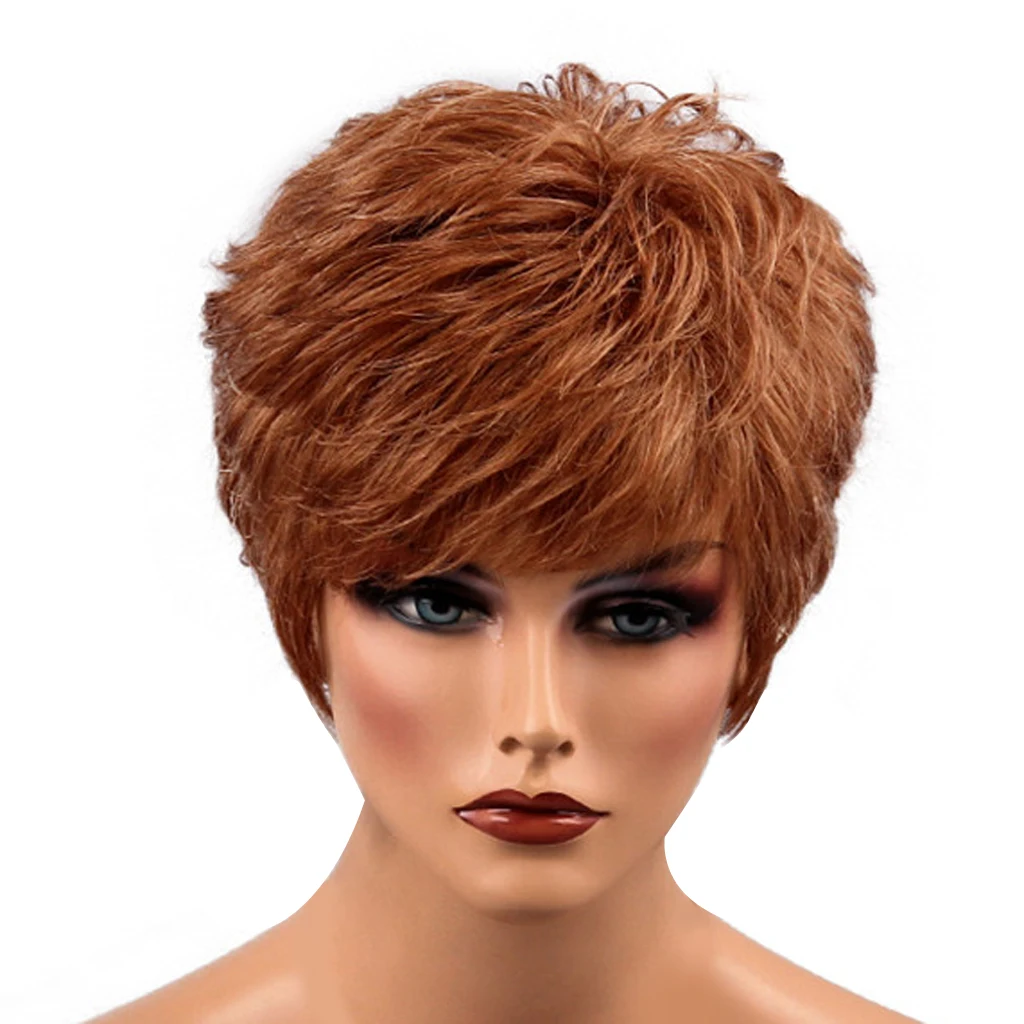 

Human Hair Wig Short Flaxen Bangs Hairstyle Full Hair Wigs Safe