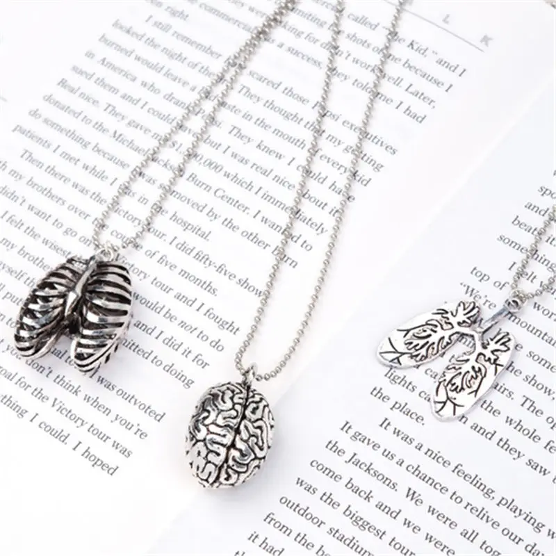 

Halloween Necklace Ball Chain Cerebrum/ Brain Human Body Pendant Necklaces Jewelry For Men Women Gift 70cm Long, 1 PC