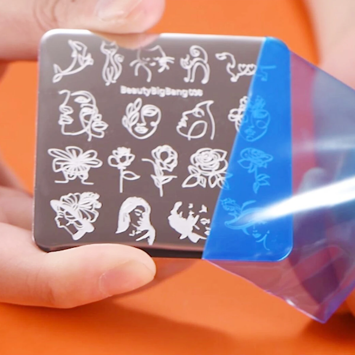 Пластины для стемпинга BeautyBigBang простые линии дизайна ногтей в виде розовых котов