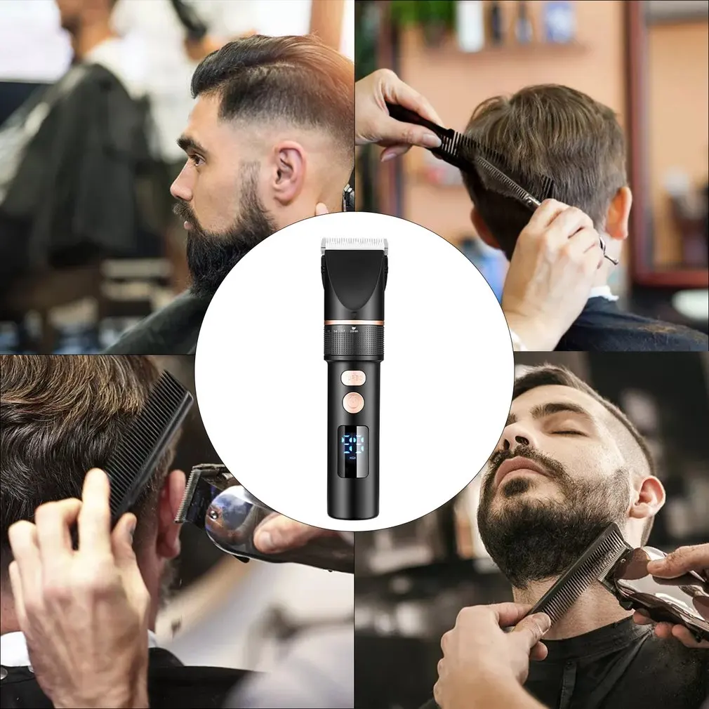 

Men's Electric Hair Clipper LCD Digital Display Electric Clipper Titanium Alloy Ceramic Blade Sharpness