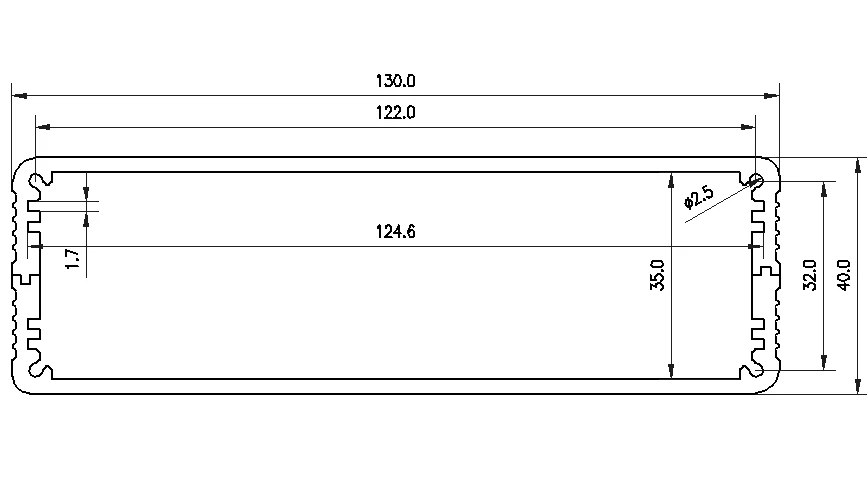 Полностью алюминиевый чехол для самостоятельной сборки 132x42x169 мм Фабричный