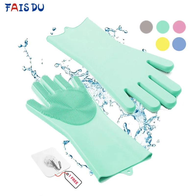 Скраб для мытья посуды перчатки чистки Волшебные силиконовые резиновые Щетка