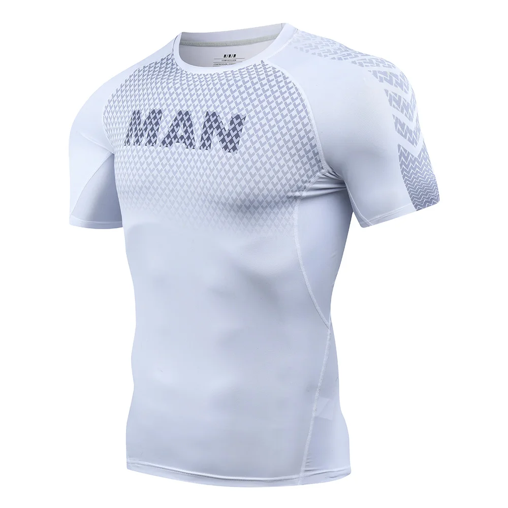 

2021 New T Shirt Training Men Short Sleeve Compression Men T-Shirts Muscle Shirts Slim Male Gyms Running Fitness Sports T Shirt