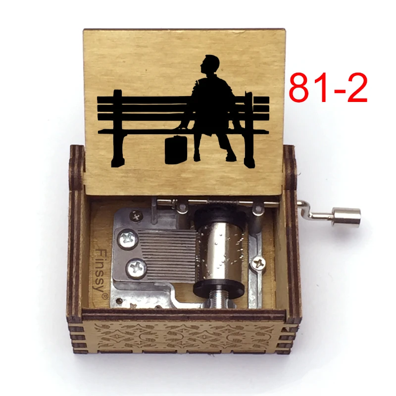 Деревянная музыкальная шкатулка Forrest Gump Музыкальная с цветным принтом для рук