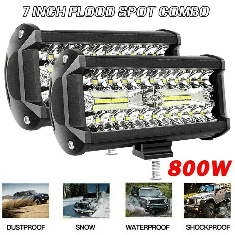 

2pcs Car LED Headlight Strip Spotlight Combination High Intensity Waterproof Spotlight Suitable for Car Boat SUV ATV Truck