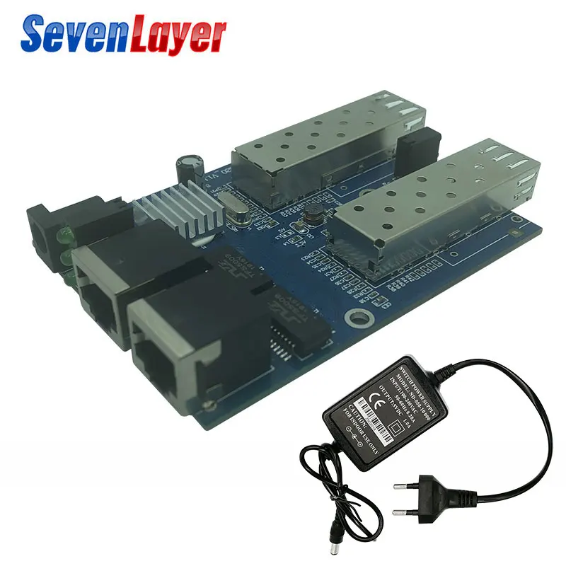 Ethernet волоконно оптический 2 порта SFP RJ45 UTP 10/100/1000 м медиаконвертер гигабитный