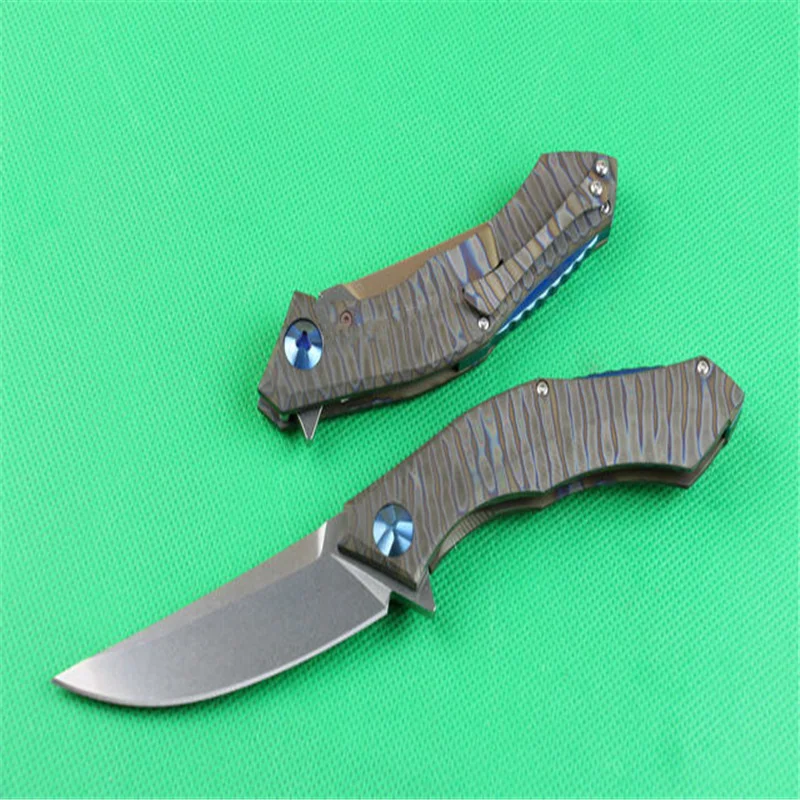 

Bear Head blue Moon Cutlass (Fire Version) Knife D2 Sharp Blade TC4 Titanium Alloy Handle Camping Hunting Knife Outdoor Tool