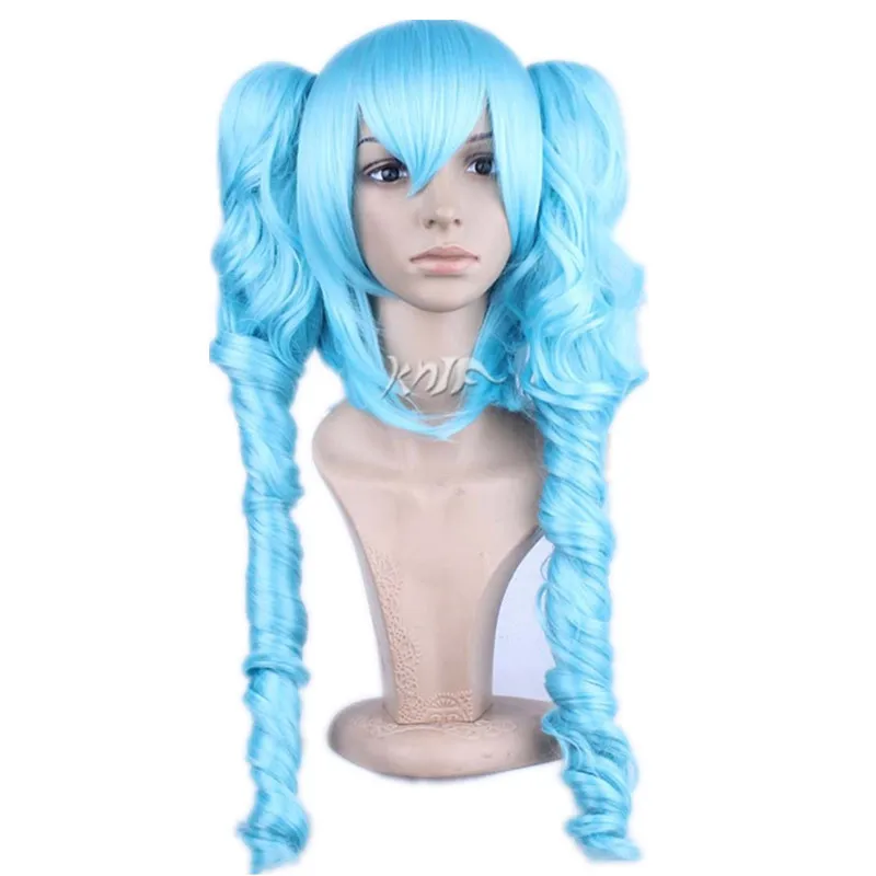 Хацунэ Мику зеленый синий кудрявые волосы шляпы парики двойной зажим тигра Cos