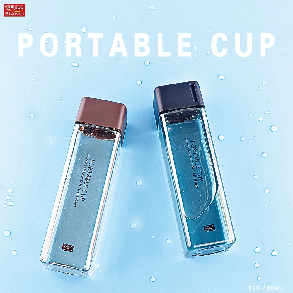 Новая Квадратная бутылка для воды портативная пластиковая прозрачная