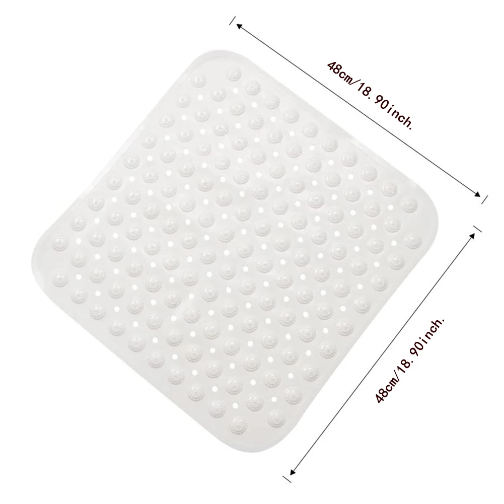 

Shower Mat Non Slip Square Massage Bath Mat with Suction Cups and Drainage Holes 48x48cm for Bathroom Kids/Elderly /Disabled