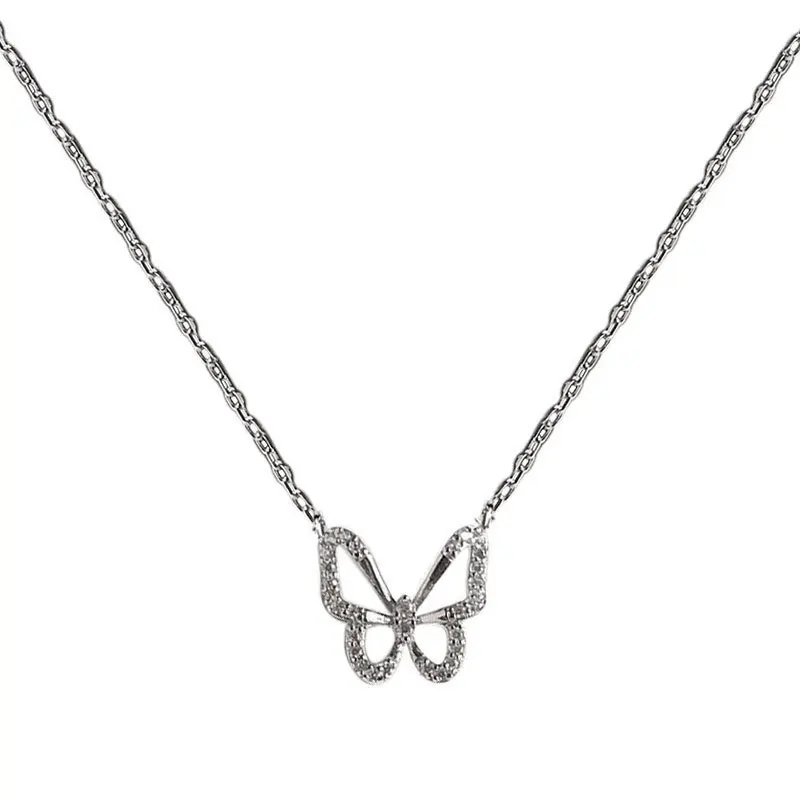 

Silver Color Butterfly Necklace for Women Chain Pendant Charm Choker Necklaces Boho Beach Jewelry Gifts
