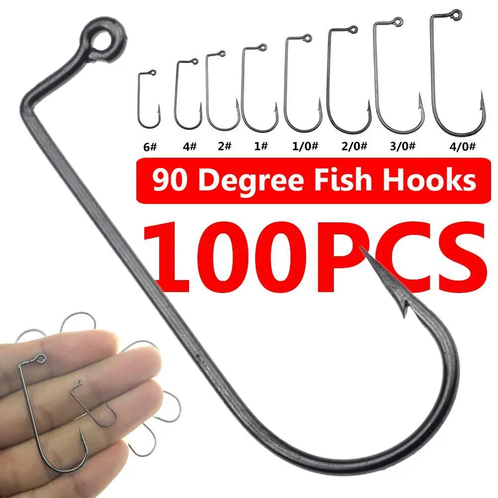 

100Pcs High Carbon Steel 90 Degree Jig Fish Hooks for Outdoor Sea Ocean Fishing Fish Hooks for Outdoor Sea Ocean Fishing