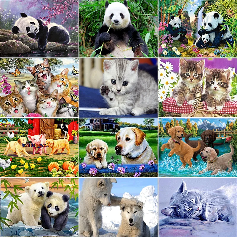 

Алмазная живопись 5D «сделай сам» с изображением животных, панда, кошка, собаки, свинья, алмазная вышивка, мозаика, цветы, наборы для вышивки к...