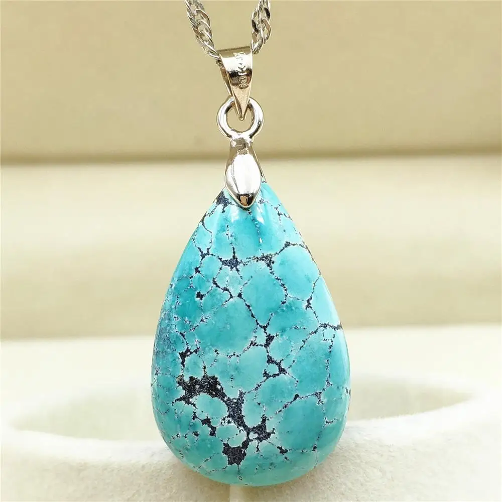 

Genuine Natural Blue Turquoise Pendant Water Drop Women Men Turquoise 29x18x6mm Necklace Pendant Jewelry AAAAA