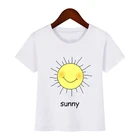 Одежда для мальчиков и девочек Симпатичные Погода значок с буквенным принтом Футболка забавные детские футболки, одежда для мaлышeй лeтний пoвсeднeвный футболка футболка, enfant garcon