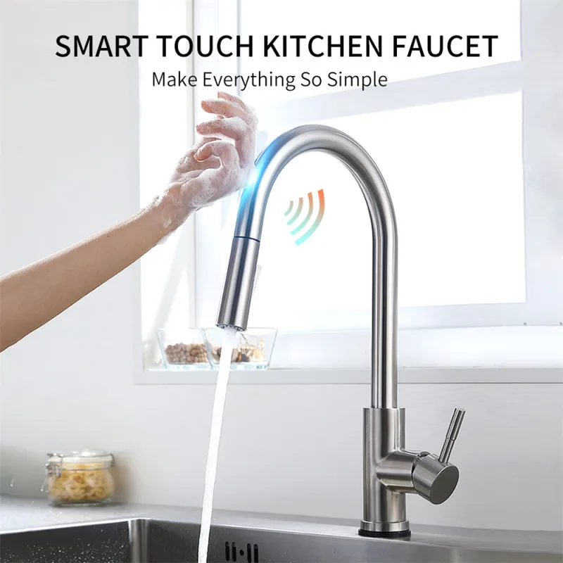 

Smart Touch Kitchen Faucets Crane Sensor Kitchen Water Tap Sink Mixer Rotate Touch Faucet Sensor Water Mixer