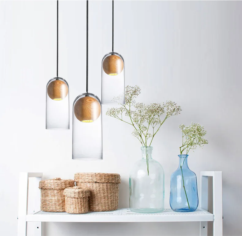 

japan deco chambre glass bedroom LED pendant lights living room hanging ceiling lamps luminaire suspendu hanglamp