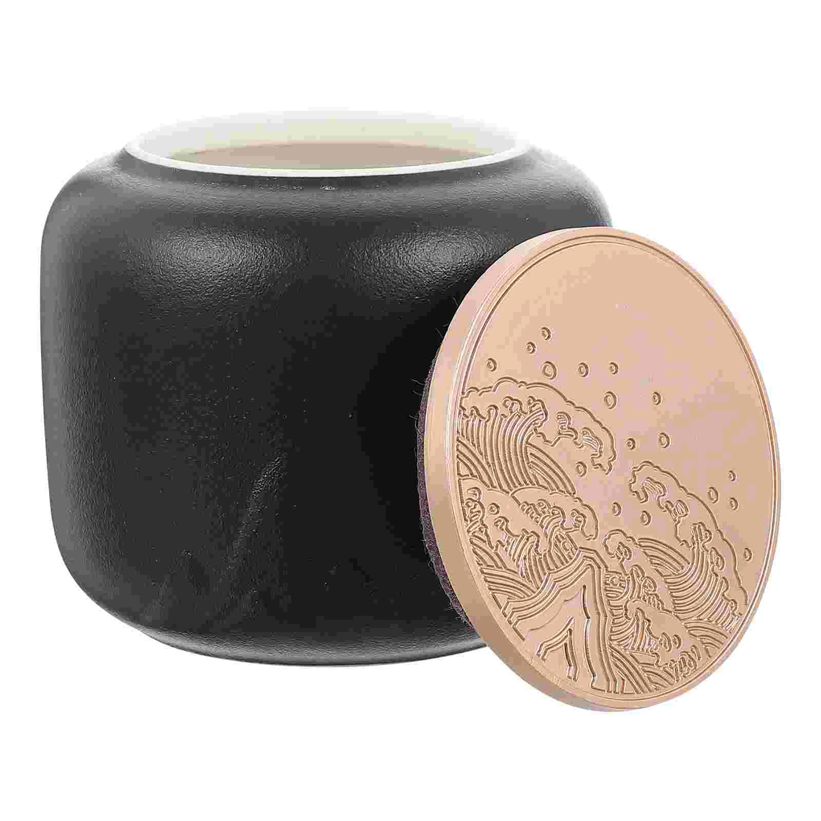 

Decorative Tea Caddy Black Pottery Tea Jar Portable Tea Storage Can Exquisite Tea Can