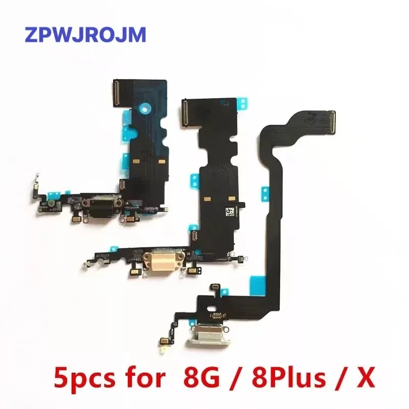 

5pcs Charging Port Flex Cable for iPhone 8 Plus 8G 4.7 8Plus X USB Dock Connector Charger Microphone Repair parts